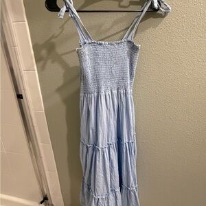 Pink Lily Sky Blue Smocked Maxi Dress